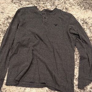 American Eagle Outfitters Charcoal Henley Shirt
